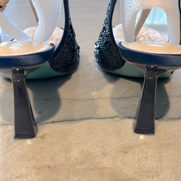 Navy Rhinestone Evening Shoes, Betsy Johnson, size 7.5 Med - Picture 3 of 10